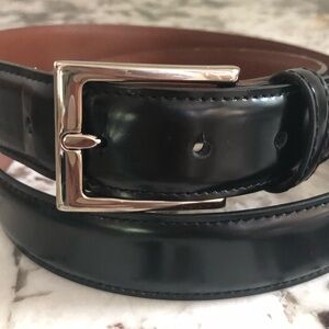 Brooks Brothers Black Genuine Leather Belt - Made in Italy - 38